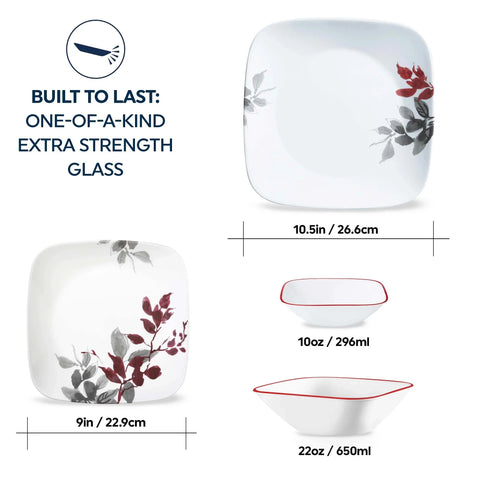 Corelle® Kyoto Leaves 16-piece Dinnerware Set, Service for 4
