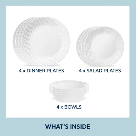 Corelle® Linen Weave 12-piece Dinnerware Set, Service for4