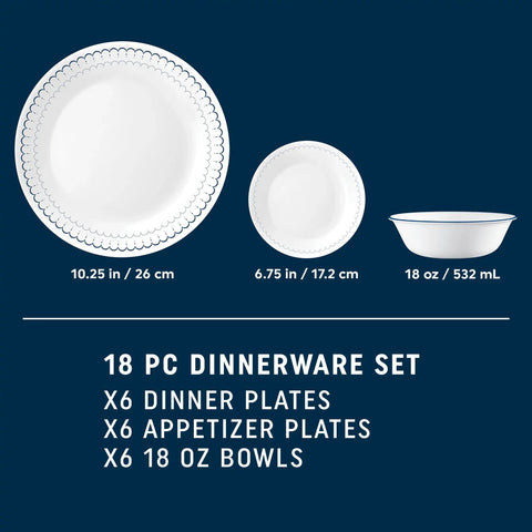 Corelle® Caspian Lace 18-piece Dinnerware Set, Service for 6
