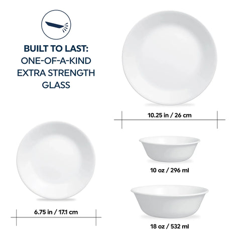 Corelle® Winter Frost White 16-piece Mugless Dinnerware Set, Service for 4