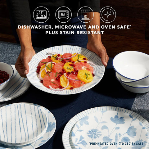 Corelle® Botanical Stripes 32-piece Dinnerware Set, Service for 8