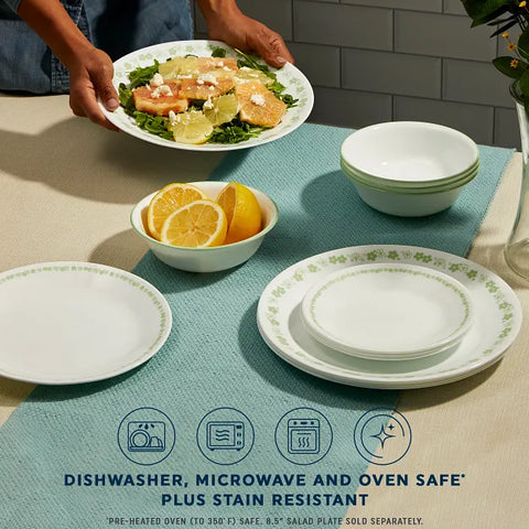 Corelle® Spring Blossom Green 18-piece Dinnerware Set, Service for 6