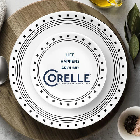 Corelle® City Block 18-piece Mugless Dinnerware Set, Service for 6