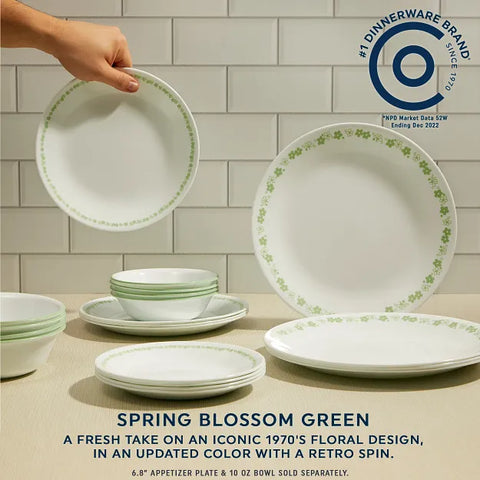 Corelle® Spring Blossom Green 12-piece Dinnerware Set, Service for 4